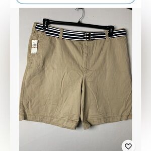 IZOD Quality &Confort Men’s Shorts Beige Flat Front 100%Cotton Size 42